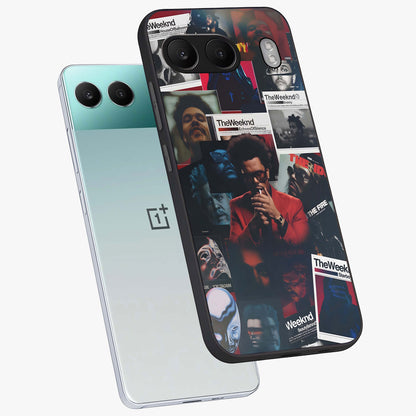 The Weeknd Glass Case for 1+Nord 4 angled mockup showcasing glossy finish and bold modern tones