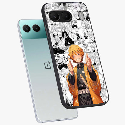 Thunder Smile Hero Glass Case for 1+Nord 4 angled mockup showcasing glossy glass finish and high energy detailing