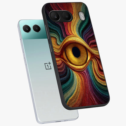 Visionary Flame Core Glass Case for 1+Nord 4 angled mockup showcasing glossy finish and bold glowing gradients
