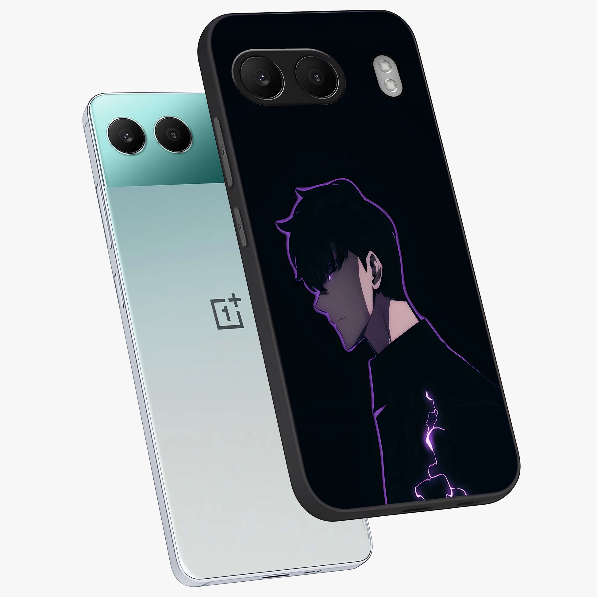 Void Lightning Phantom Glass Case for 1+Nord 4 angled mockup showcasing glossy finish and high contrast detailing