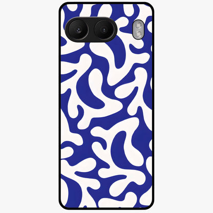 Abstract Coral Waves Glass Case for 1+Nord 4 front view featuring flowing ocean inspired coral wave artwork