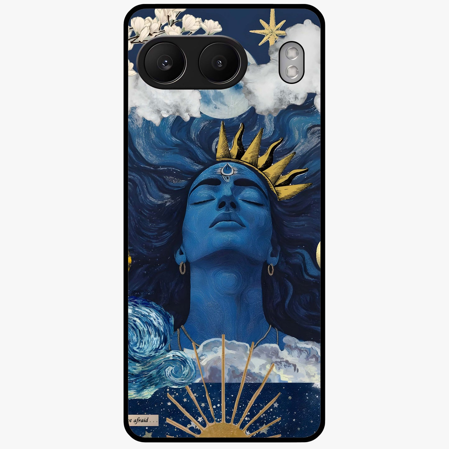Aesthetic Lord Shiva Glass Case for 1+Nord 4 bold front view featuring detailed spiritual Shiva artwork