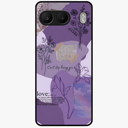 Aesthetic Love With Flower Glass Case for 1+Nord 4 romantic front view featuring floral love themed artwork