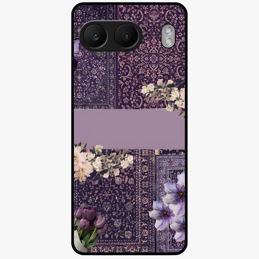Antique Floral Whisper Glass Case for 1+Nord 4 vintage front view featuring soft antique floral artwork