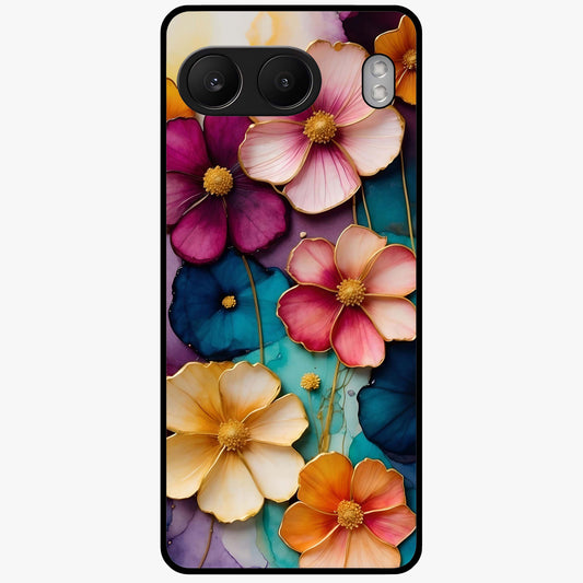 Artlyn Grace Flower Pattern Glass Case for 1+Nord 4 elegant front view featuring soft floral pattern artwork
