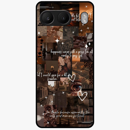 Bittersweet Aesthetic Chaos Glass Case for 1+Nord 4 bold front view featuring expressive abstract aesthetic artwork