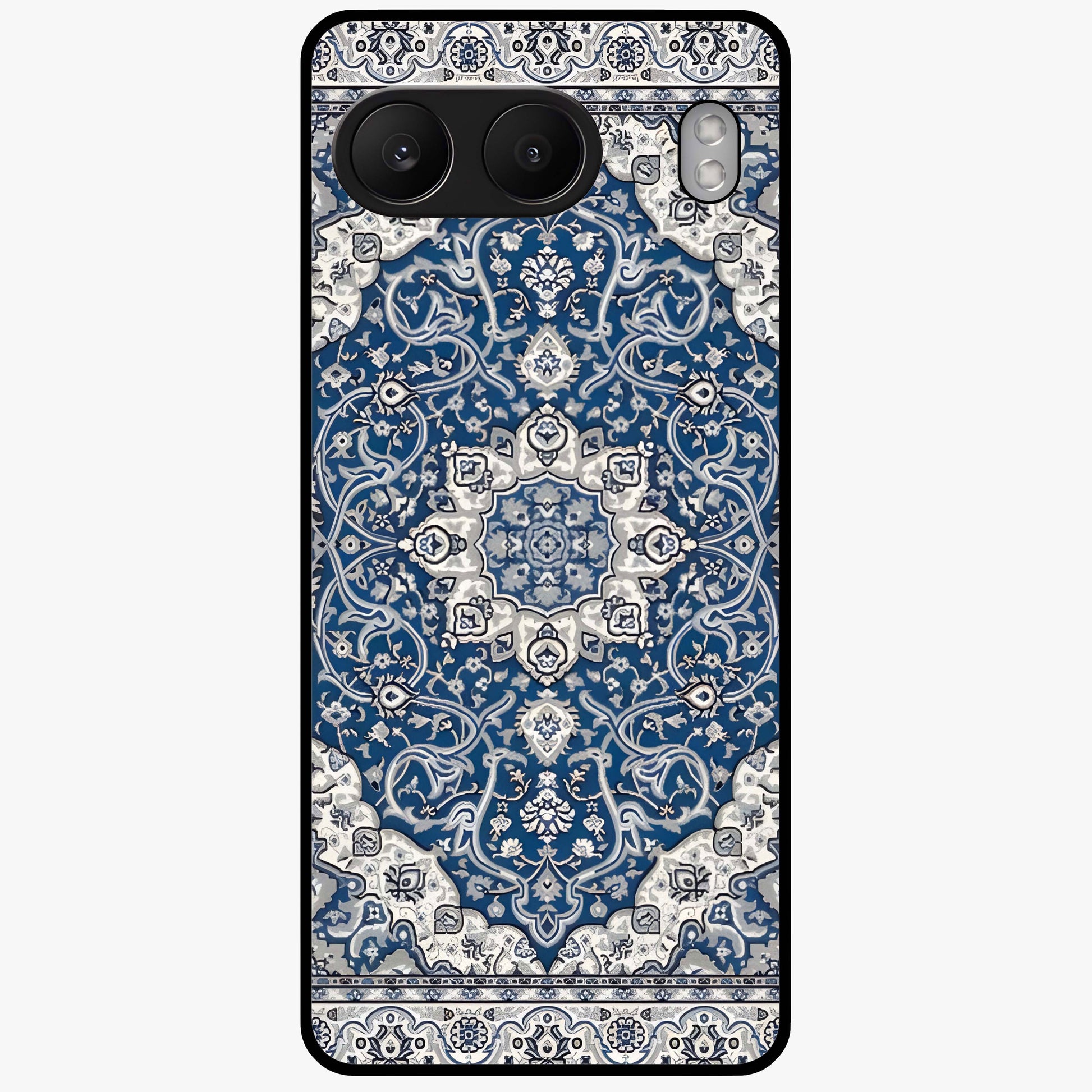 Blue Palace Dream Glass Case for 1+Nord 4 royal front view featuring palace inspired artwork in deep blue tones