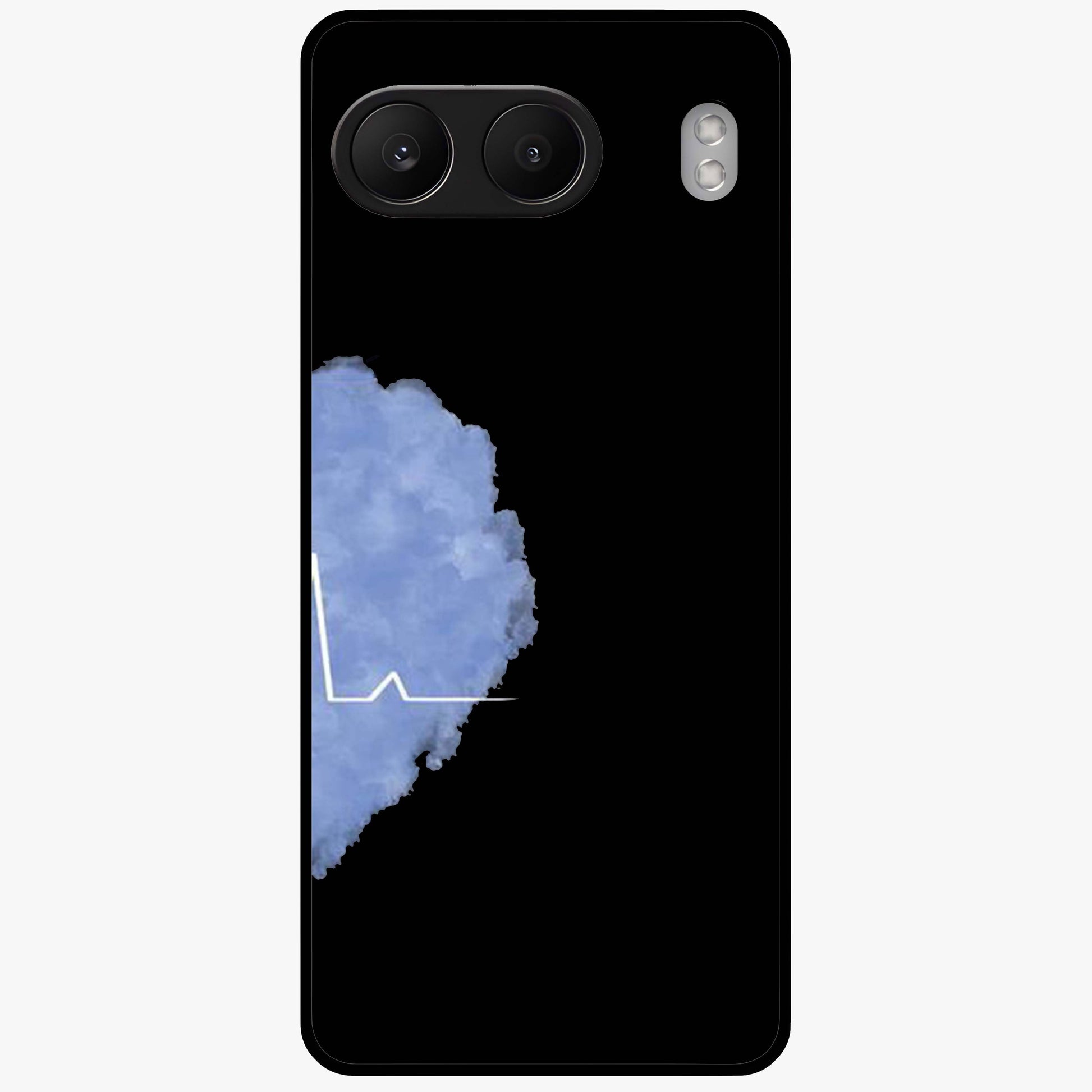 Blue Pulse Bond Glass Case for 1+Nord 4 bold front view featuring dynamic blue abstract pulse artwork