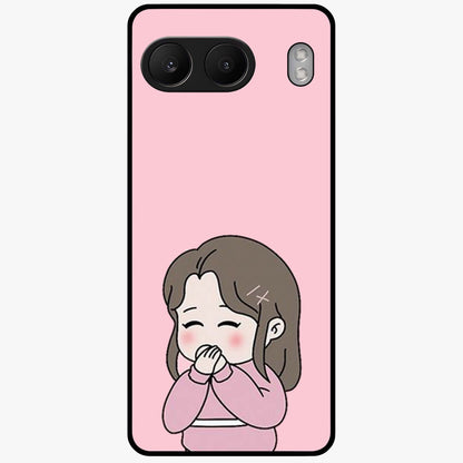 Blushing Love Moment Glass Case for 1+Nord 4 romantic front view featuring soft blush love themed artwork