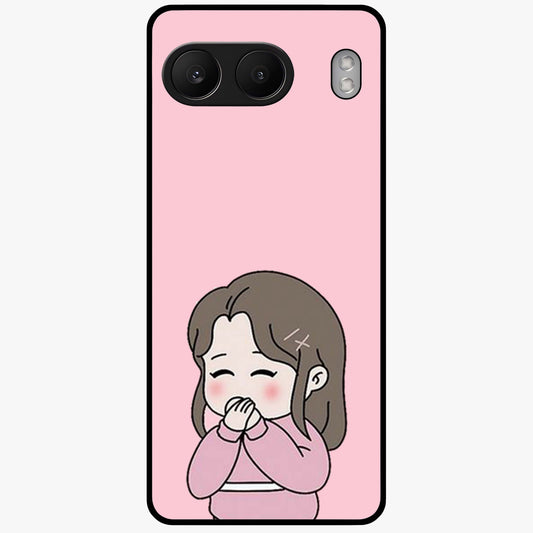 Blushing Love Moment Glass Case for 1+Nord 4 romantic front view featuring soft blush love themed artwork