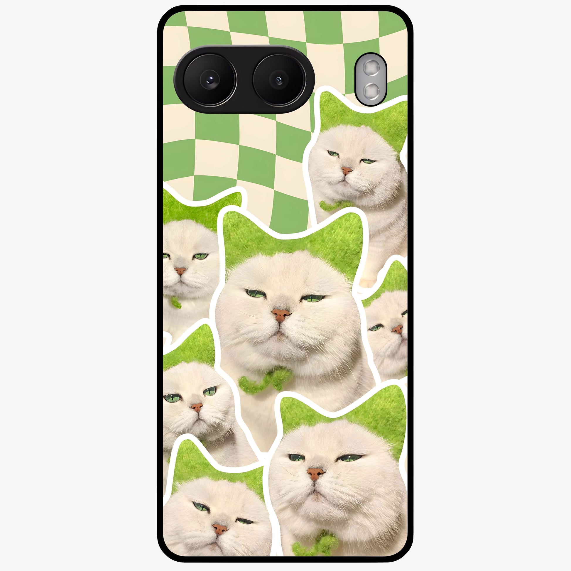 Cats Ethereal Bloom Glass Case for 1+Nord 4 artistic front view featuring cat illustration with soft floral bloom accents