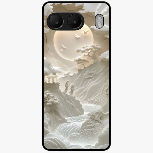 Celestial Origami Glass Case for 1+Nord 4 artistic front view featuring folded origami inspired cosmic artwork