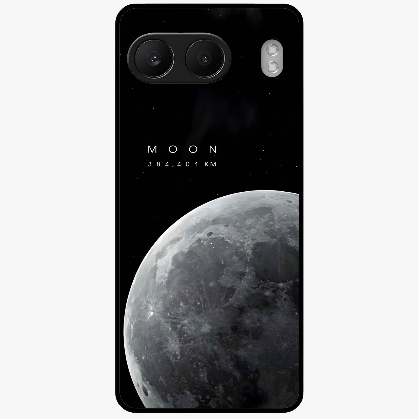 Cosmic Moon Glow Glass Case for 1+Nord 4 serene front view featuring glowing moon artwork with celestial tones