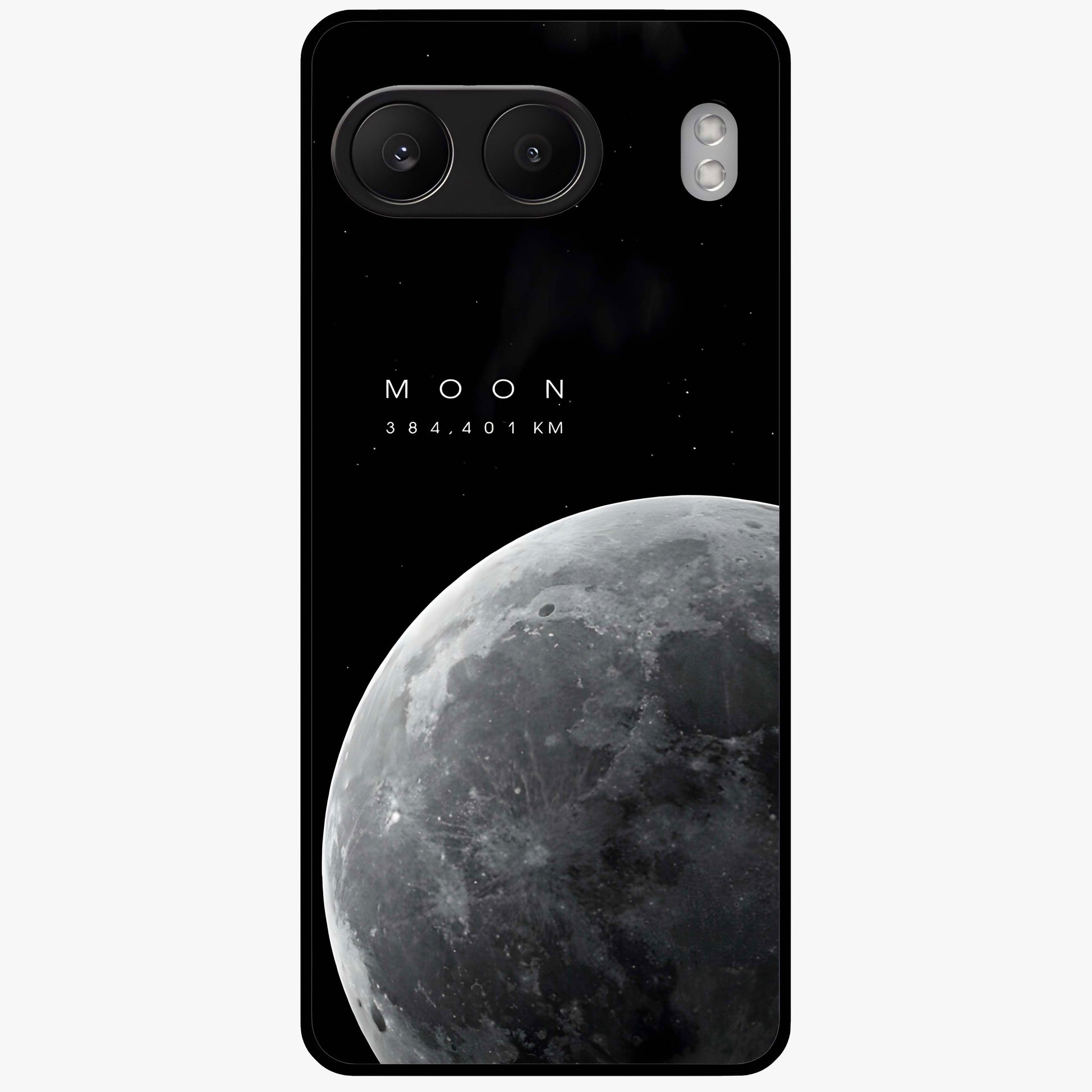 Cosmic Moon Glow Glass Case for 1+Nord 4 serene front view featuring glowing moon artwork with celestial tones