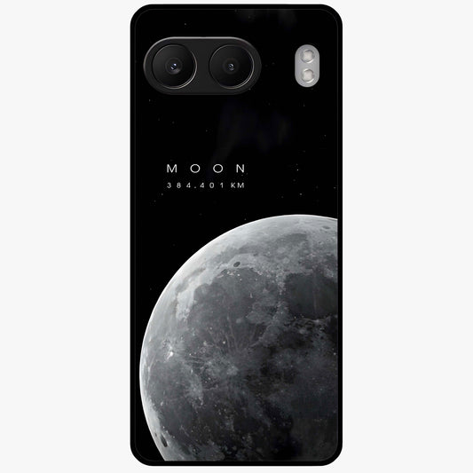 Cosmic Moon Glow Glass Case for 1+Nord 4 serene front view featuring glowing moon artwork with celestial tones