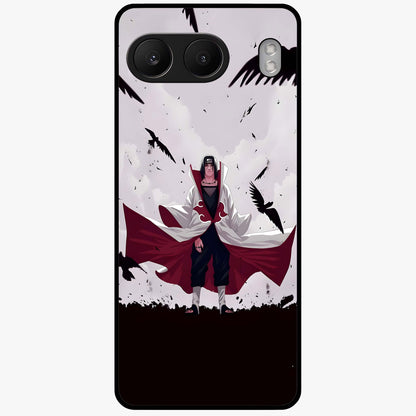 Crimson Crow Ascension Glass Case for 1+Nord 4 powerful front view featuring crow artwork with dark crimson background