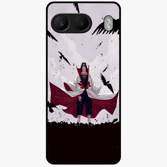 Crimson Crow Ascension Glass Case for 1+Nord 4 powerful front view featuring crow artwork with dark crimson background