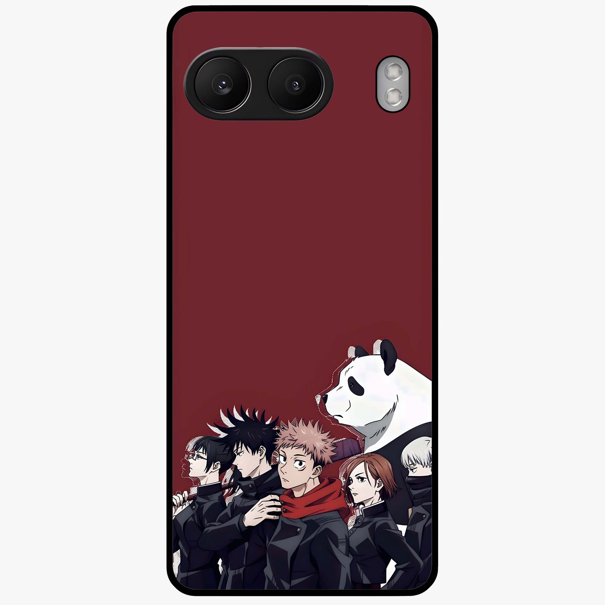 Crimson Crow Judgment Glass Case for 1+Nord 4 striking front view featuring bold crow illustration in crimson tones