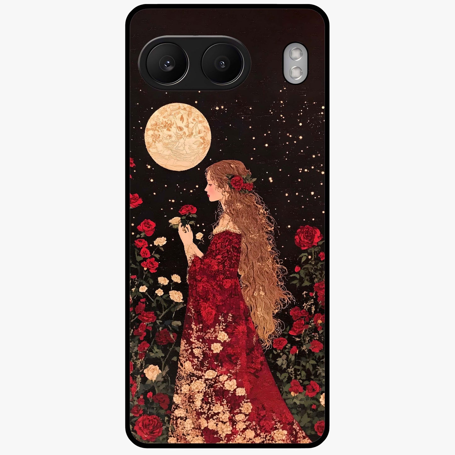 Crimson Dreams Glass Case for 1+Nord 4 elegant front view featuring rich red artistic artwork