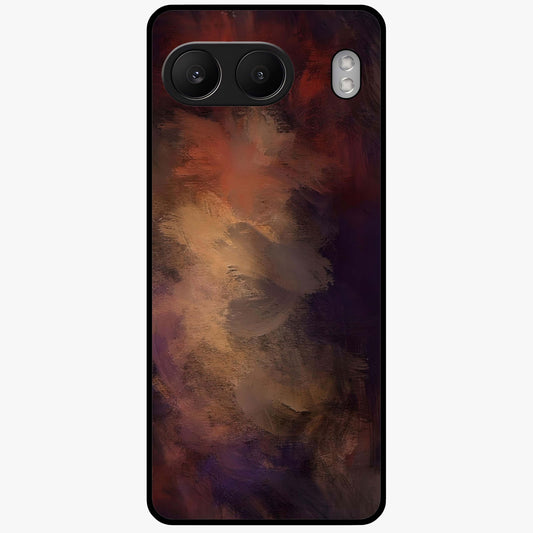 Crimson Dusk Whirl Glass Case for 1+Nord 4 dramatic front view featuring swirling dusk inspired crimson artwork