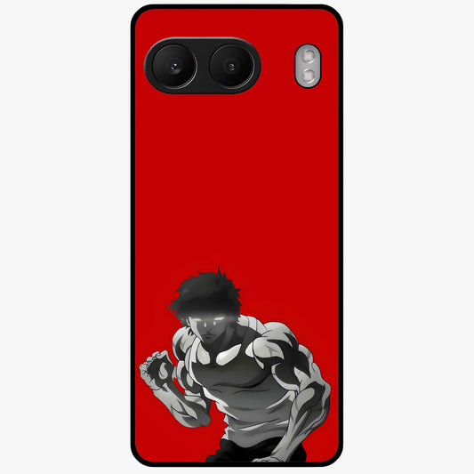 Crimson Power Rush Glass Case for 1+Nord 4 bold front view featuring dynamic red abstract motion artwork