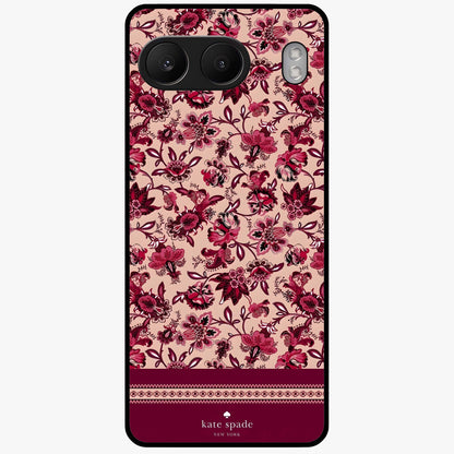 Crimson Rose Charm Glass Case for 1+Nord 4 elegant front view featuring rich red rose artwork