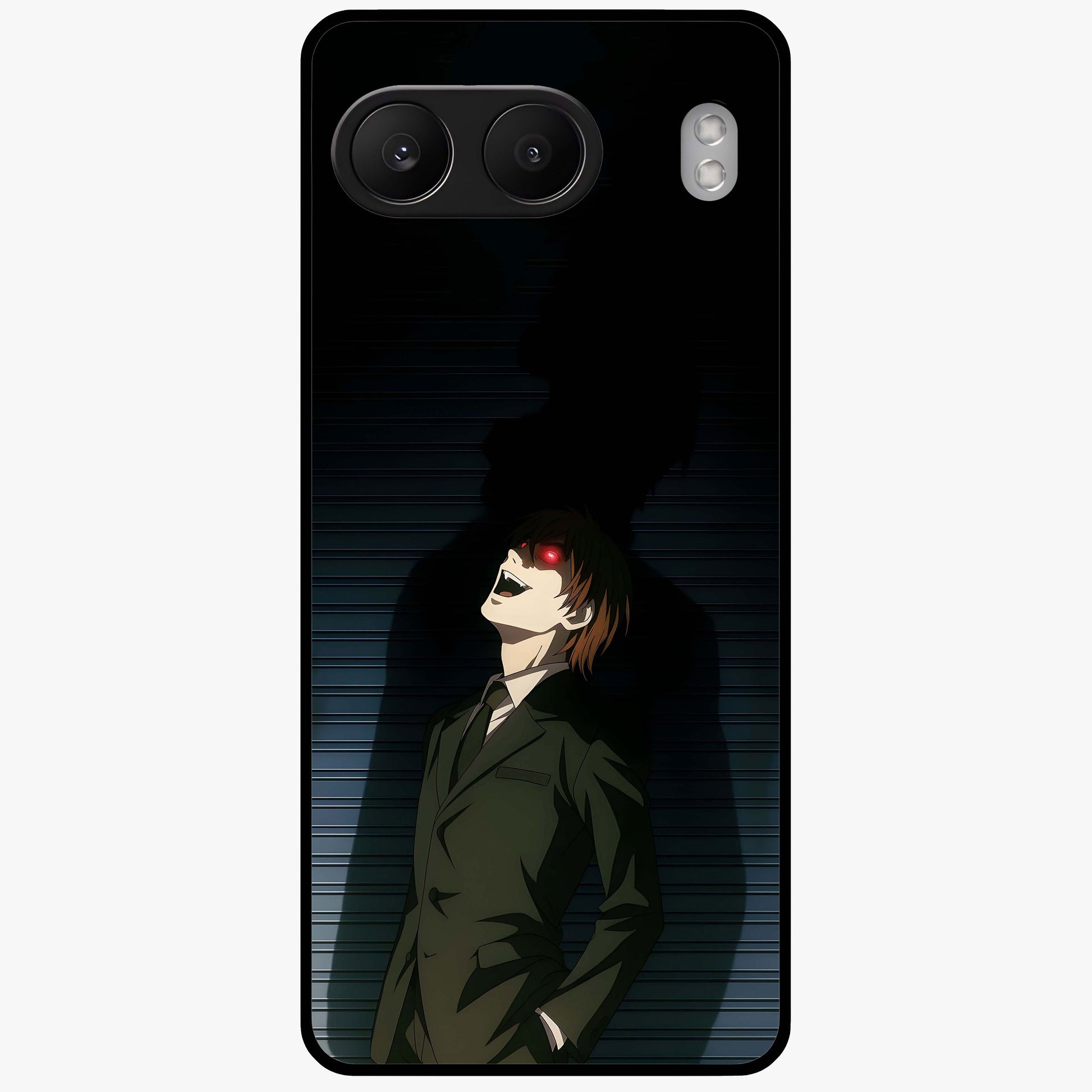 Crimson Shadow King Glass Case for 1+Nord 4 striking front view featuring bold shadow inspired crimson artwork