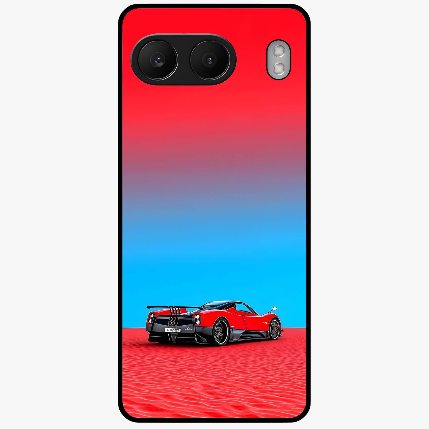 Crimson Speed Mirage Glass Case for 1+Nord 4 sleek front view featuring racing inspired red motion artwork