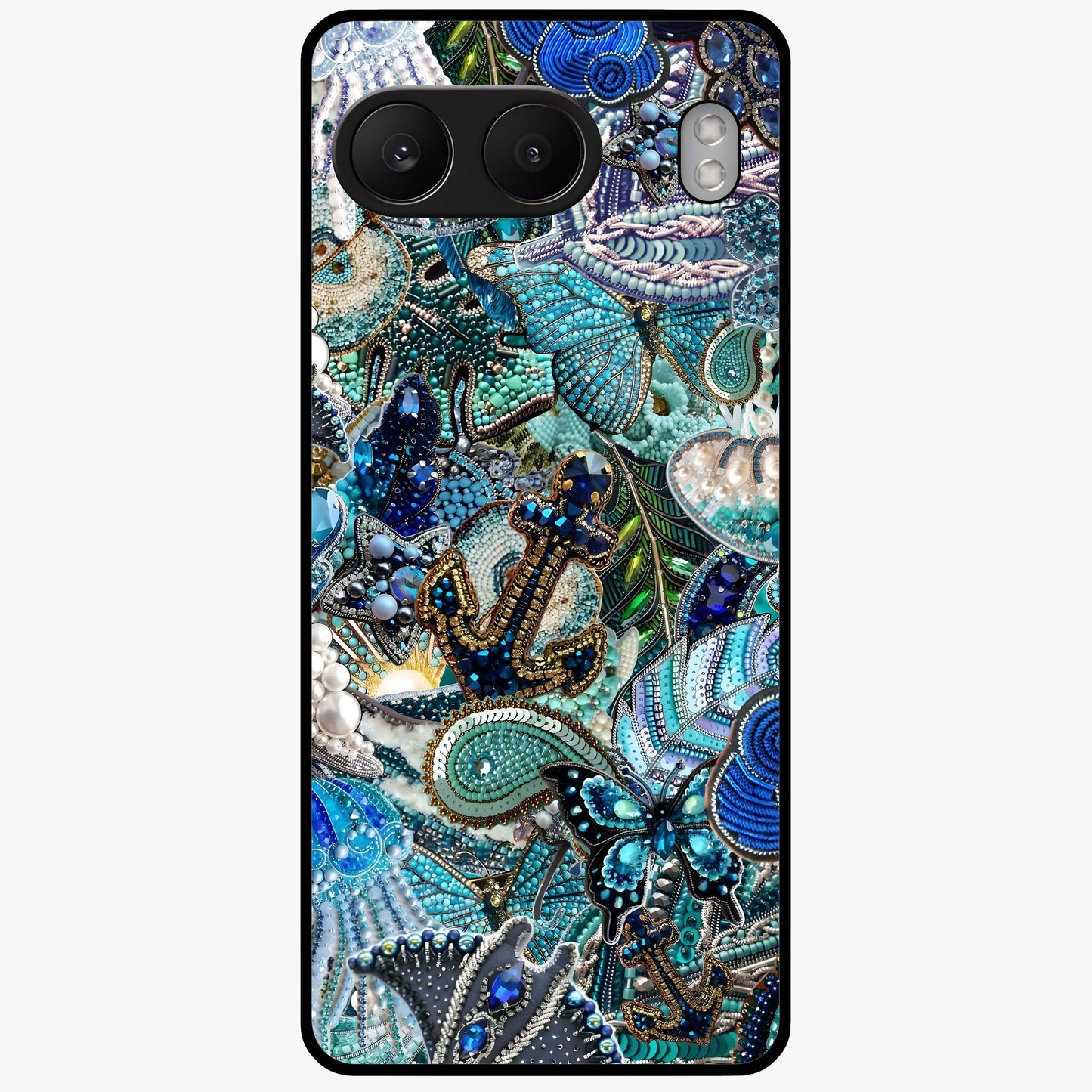 Crystal Ocean Magic Glass Case for 1+Nord 4 vibrant front view featuring sparkling ocean inspired artwork