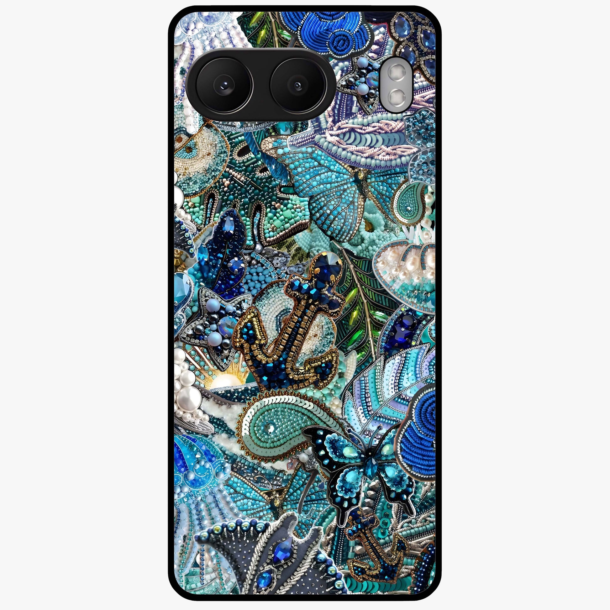 Crystal Ocean Magic Glass Case for 1+Nord 4 vibrant front view featuring sparkling ocean inspired artwork