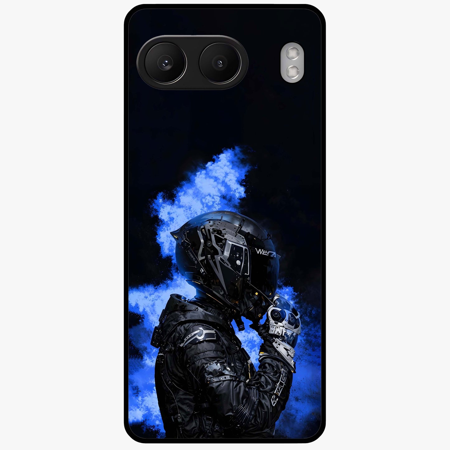 Cyber Sentinel Protocol Glass Case for 1+Nord 4 bold front view featuring futuristic cyberpunk inspired artwork