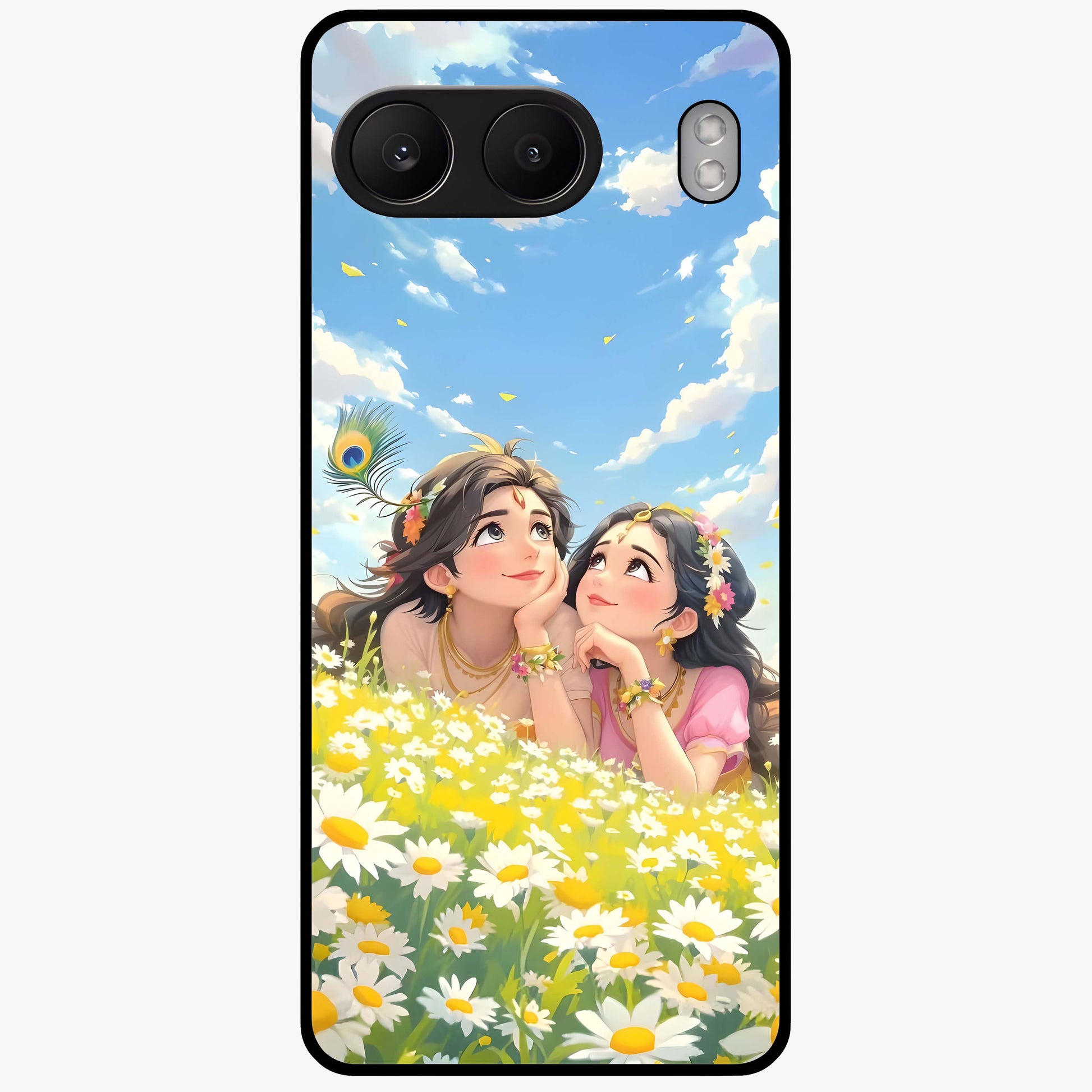 Daisy Daydream Love Glass Case for 1+Nord 4 soft front view featuring romantic daisy floral artwork