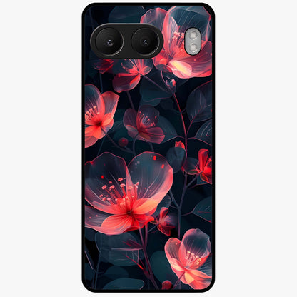 Dark Shade of Flower Glass Case for 1+Nord 4 artistic front view featuring floral artwork in deep shadow tones