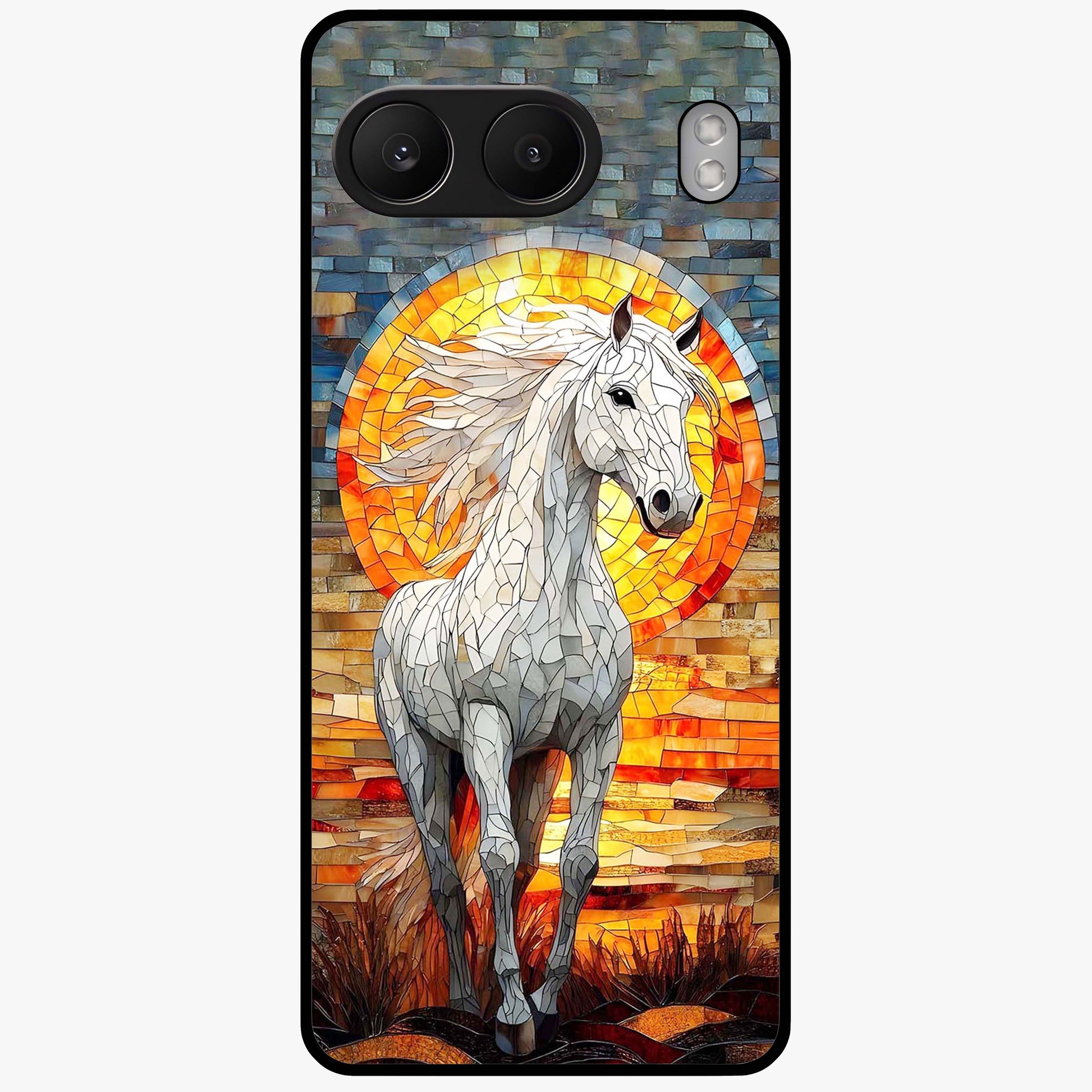 Elected Horse Glass Case for 1+Nord 4 bold front view featuring powerful horse illustration artwork