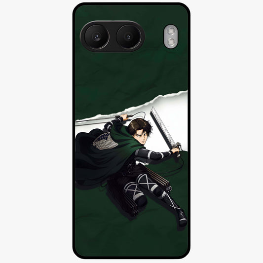 Emerald War Vanguard Glass Case for 1+Nord 4 striking front view featuring warrior inspired artwork in emerald tones