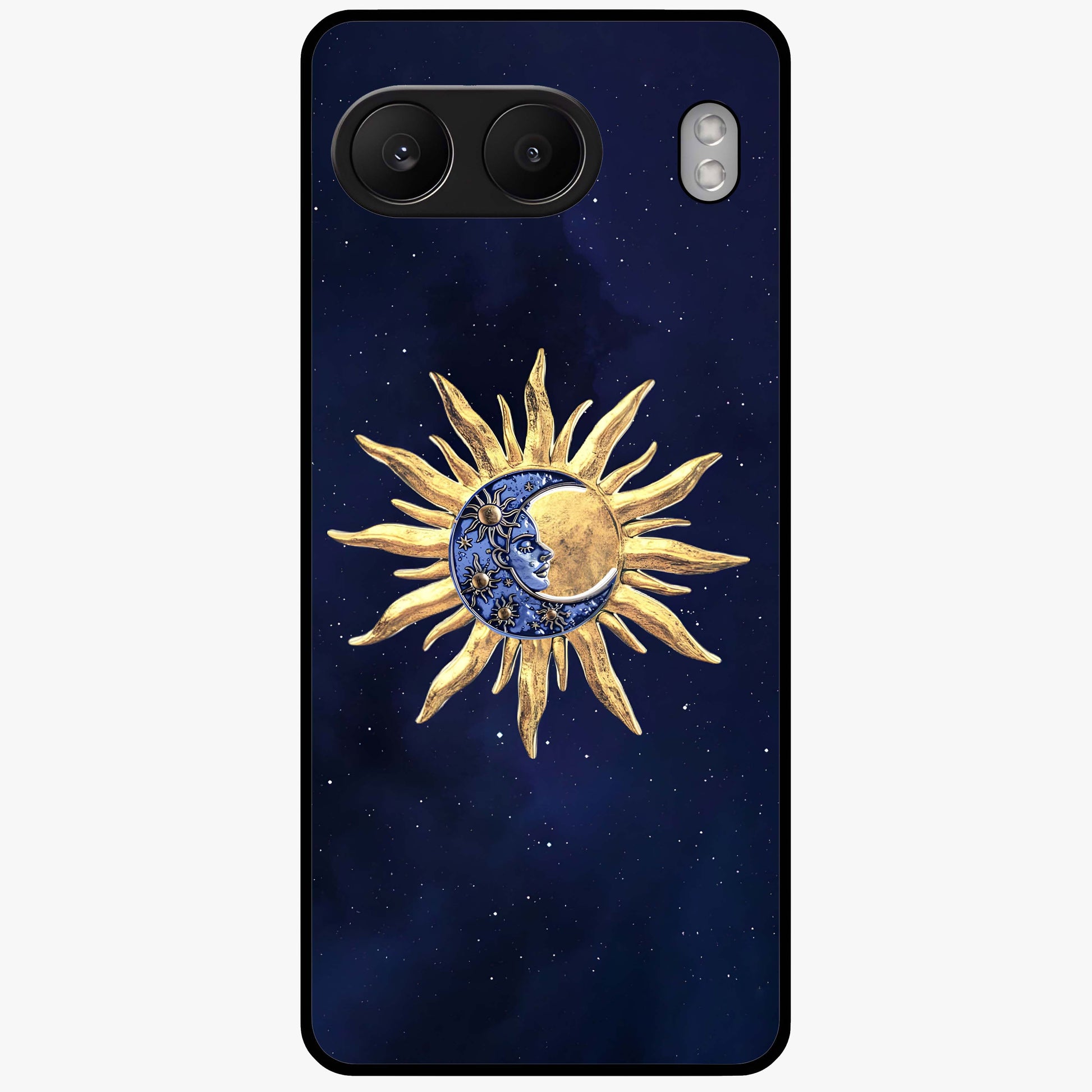 Eternal Cosmic Balance Glass Case for 1+Nord 4 artistic front view featuring symmetrical cosmic artwork