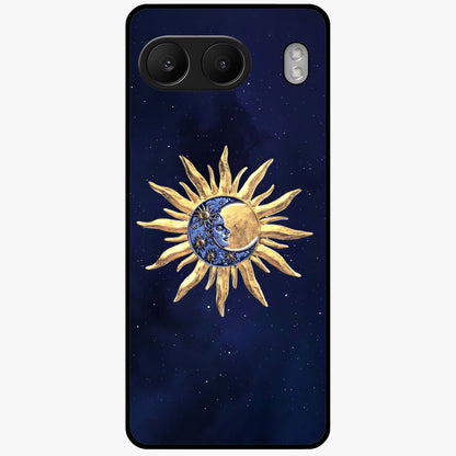 Eternal Cosmic Balance Glass Case for 1+Nord 4 artistic front view featuring symmetrical cosmic artwork