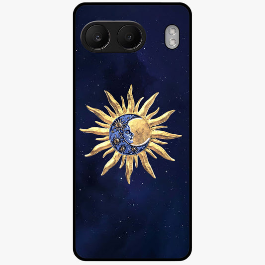 Eternal Cosmic Balance Glass Case for 1+Nord 4 artistic front view featuring symmetrical cosmic artwork