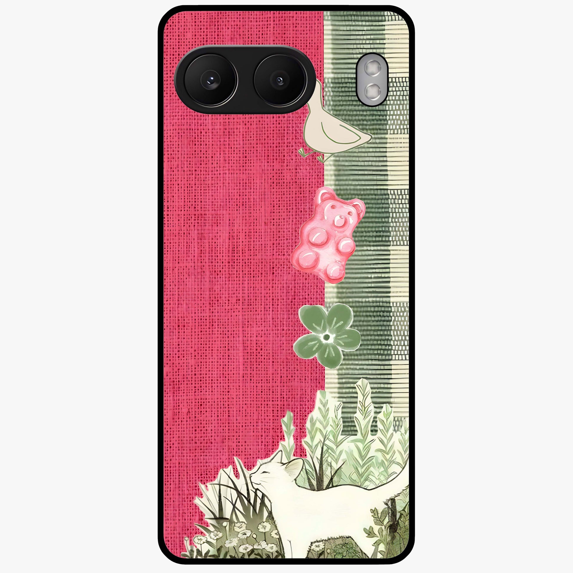 Fabric Patterns Glass Case for 1+Nord 4 stylish front view featuring textile inspired pattern artwork