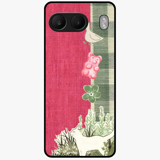 Fabric Patterns Glass Case for 1+Nord 4 stylish front view featuring textile inspired pattern artwork