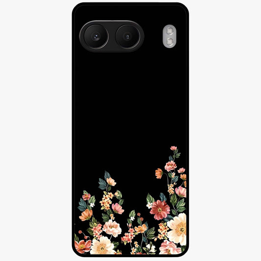 Floral Design With a Custom Personalized Name Glass Case for 1+Nord 4 graceful front view featuring floral artwork with personalized name design