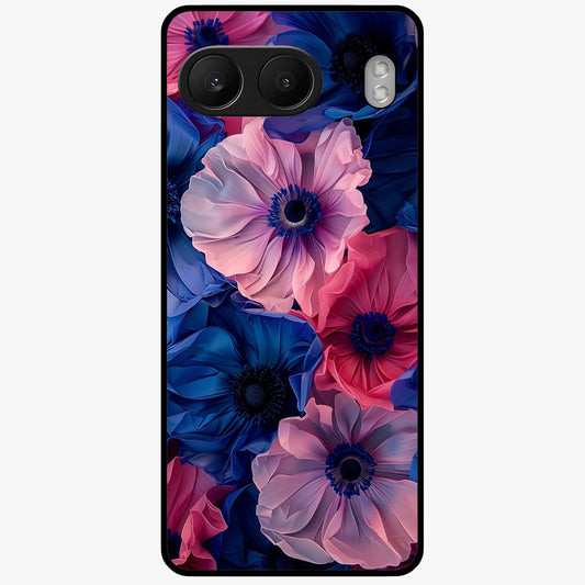 Flower Paper Art Pattern Glass Case for 1+Nord 4 creative front view featuring layered paper style floral artwork
