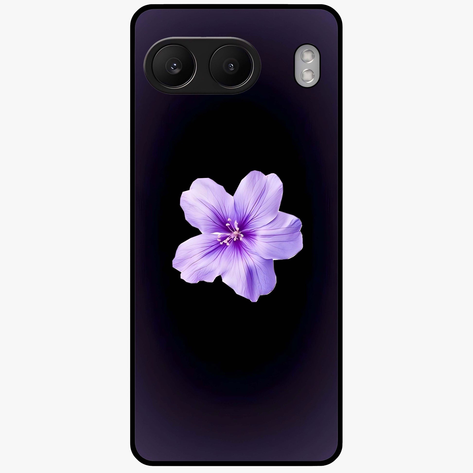 Flower on Soft Violet Gradient Glass Case for 1+Nord 4 elegant front view featuring floral artwork over smooth violet gradient