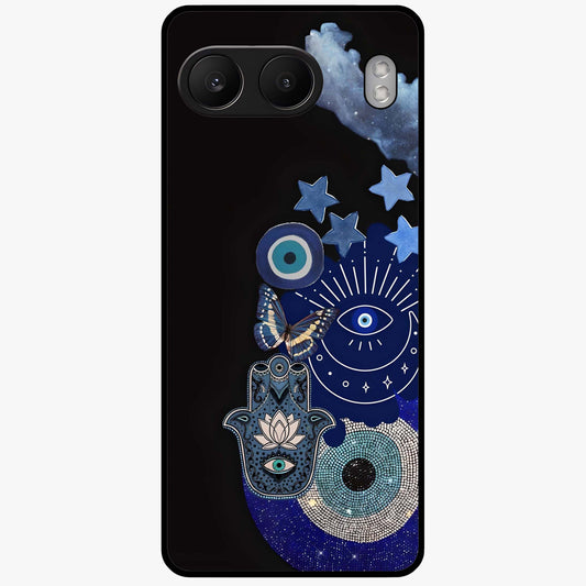 Galactic Charm Cluster Glass Case for 1+Nord 4 artistic front view featuring clustered cosmic charm artwork