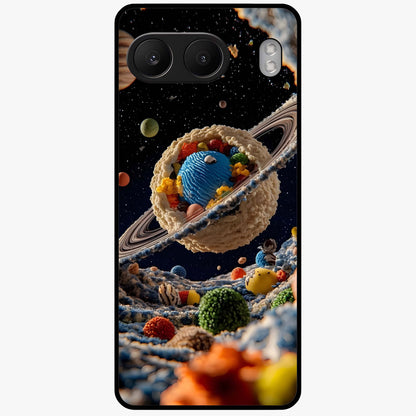 Galactic Dessert Dream Printed Glass Case for 1+Nord 4 playful front view featuring dessert themed artwork with cosmic twist