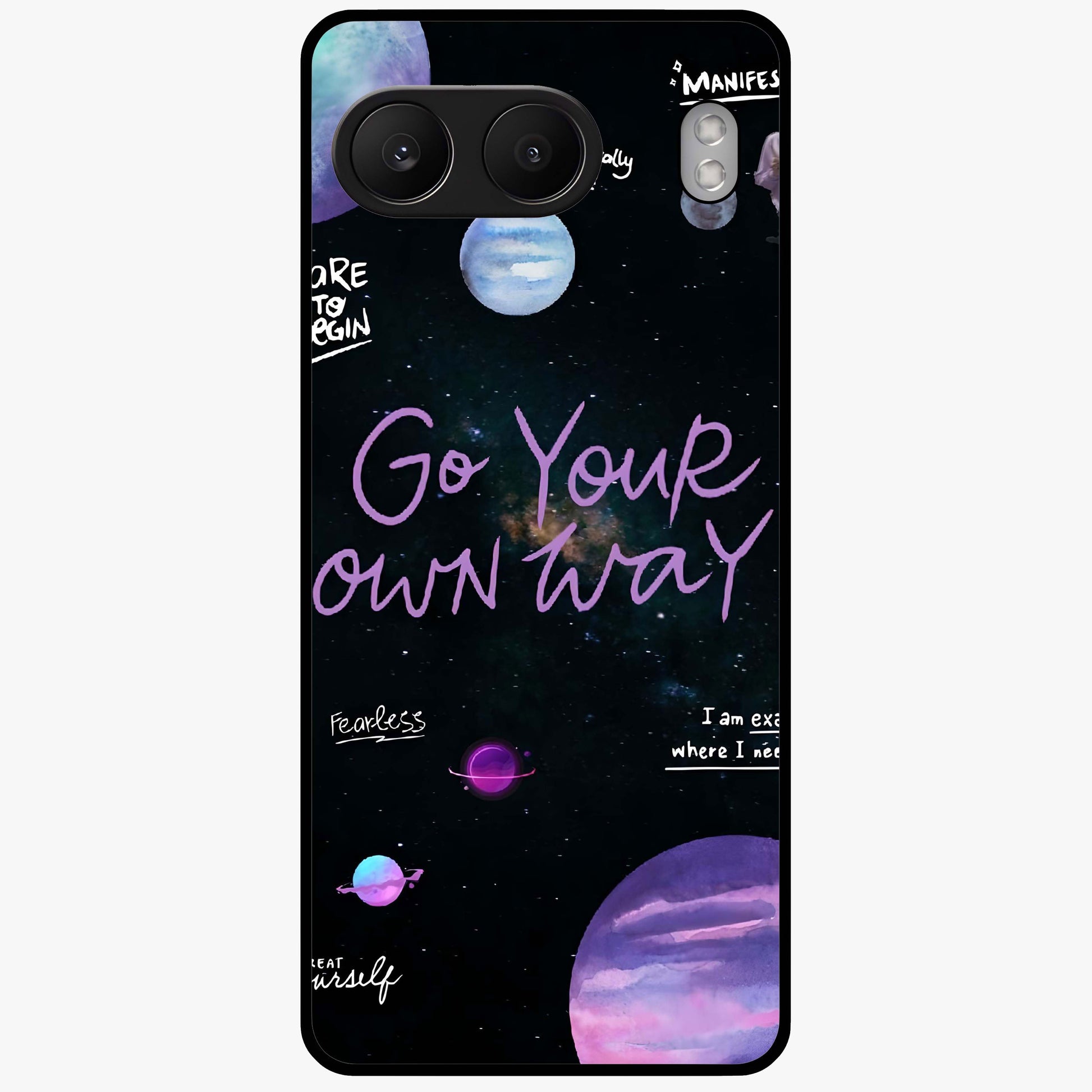Galactic Vibes Universe Glass Case for 1+Nord 4 vibrant front view featuring universe inspired artistic artwork