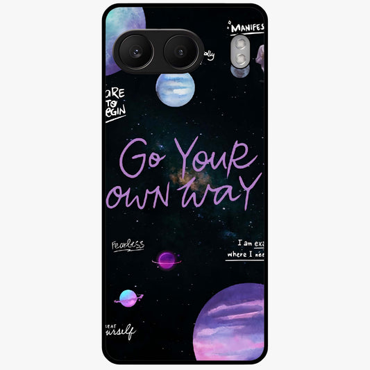 Galactic Vibes Universe Glass Case for 1+Nord 4 vibrant front view featuring universe inspired artistic artwork