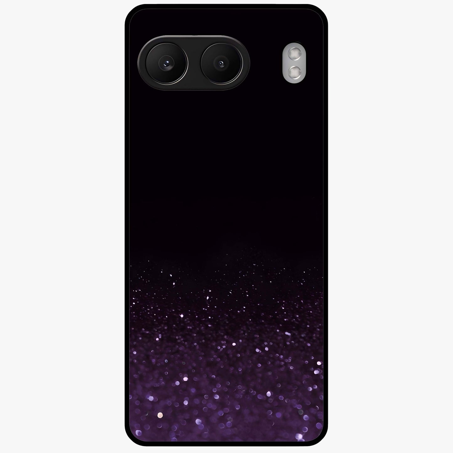 Glittery Purple Bokeh Glass Case for 1+Nord 4 vibrant front view featuring sparkling purple bokeh artwork