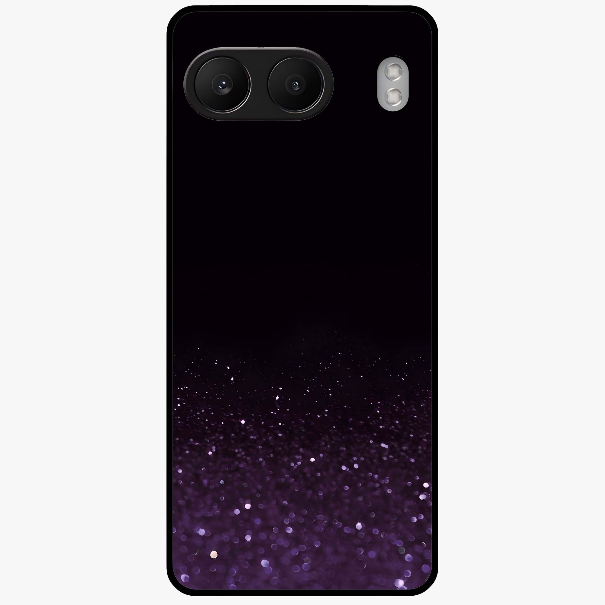 Glittery Purple Bokeh Glass Case for 1+Nord 4 vibrant front view featuring sparkling purple bokeh artwork