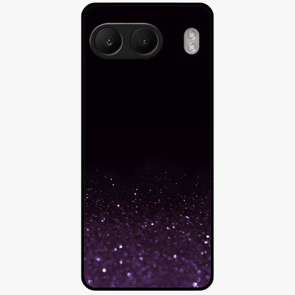 Glittery Purple Bokeh Glass Case for 1+Nord 4 vibrant front view featuring sparkling purple bokeh artwork